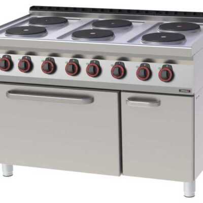 Fogão elétrico 6 bocas com forno elétrico estático GN 2/1 120