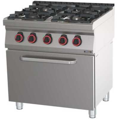 Fogão a gás 4 bocas com forno elétrico ventilado GN 1/1 HP 80