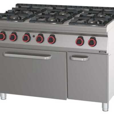 Fogão a gás 6 bocas com forno a gás GN 2/1 120