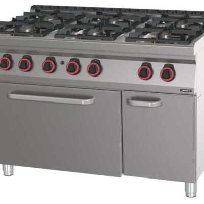 Fogão a gás 6 bocas com forno a gás GN 2/1 HP 120