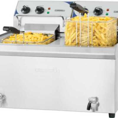Fritadeira elétrica com válvula de drenagem 2 x 10 litros elevado rendimento