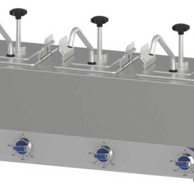 Dispensador de molho aquecido triplo