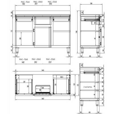 mesas de estante para cafeteria e mesas refrigeradas de balcão