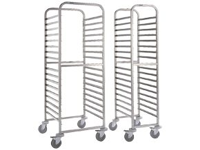 <p>Os modelos para recipientes Gastronorm estão equipados com 17 pares de guias soldados à estrutura de tubo quadrado