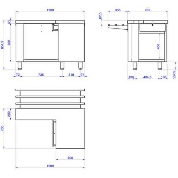 O espaço adicional é utilizado para a colocação de condimentos