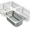 O sistema de recipientes Gastronorm edenox é baseado nos modelos de Dimensões GN 2/1 (650 x 530 mm) e GN 1/1 (530 x 325 mm).