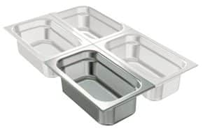<p>O sistema de recipientes Gastronorm edenox é baseado nos modelos de Dimensões GN 2/1 (650 x 530 mm) e GN 1/1 (530 x 325 mm).</p>
