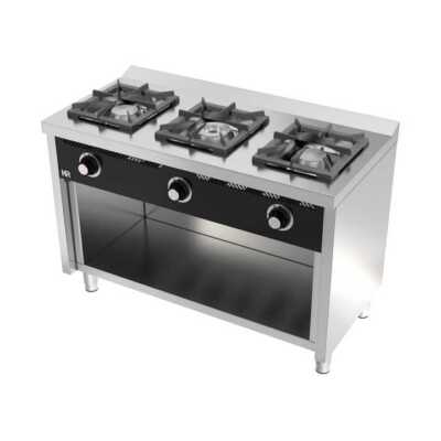 Fogão a gás 3 queimadores 600 com móvel C3F600E -Hotelequip.pt