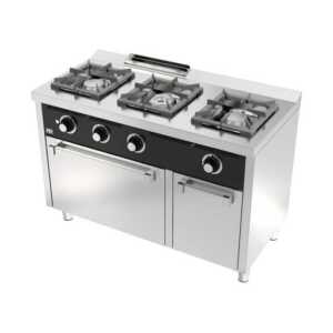 Fogão a gás 3 queimadores com forno 600 e forno C3F600H -Hotelequip.pt