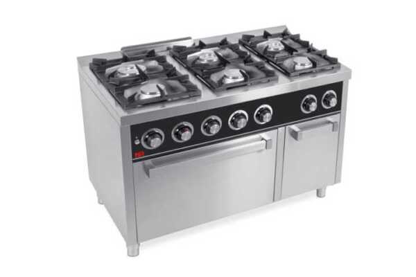 Fogão a gás 6 queimadores + forno C6F750H -Hotelequip.pt