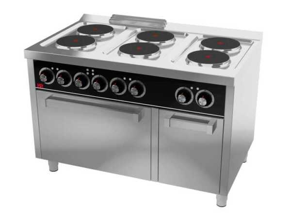 Fogão eléctrico elétrico 6 placas + forno CE6P750H -Hotelequip.pt