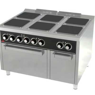 Fogão eléctrico + forno 6 placas   -Hotelequip.pt