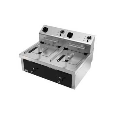 Fritadeira eléctrica de bancada trifásica 10l+10l 6kw