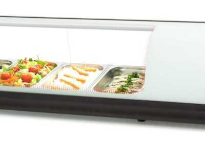 Vitrina expositora refrigerada 4 bandejas GN1/3 branco 4VTG-BL
