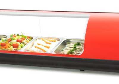 Vitrina expositora refrigerada 4 bandejas GN1/3 vermelho 4VTG-RO