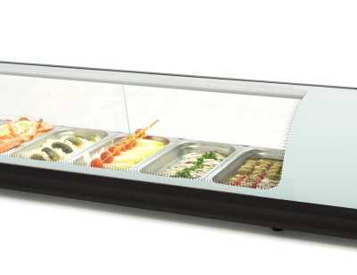 Vitrina expositora refrigerada 6 bandejas GN1/3 branco 6VTG-BL