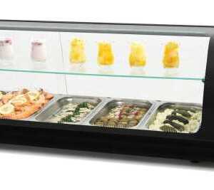 Vitrina expositora refrigerada  6 bandejas GN1/3 preta 6VTG-NE