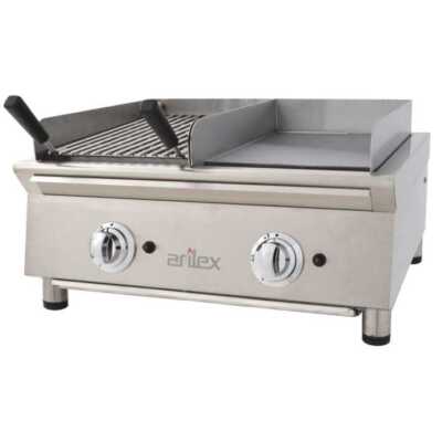 Fry-Top a gás 35 cm aço rectificado + churrasqueira a gás 70FRYGRBN