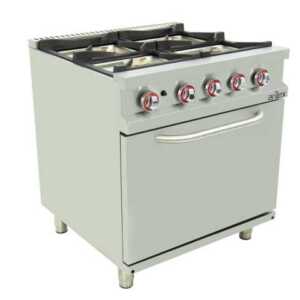 Fogão a gás 4 queimadores com piloto + forno termostático GN2/1 80CG70H