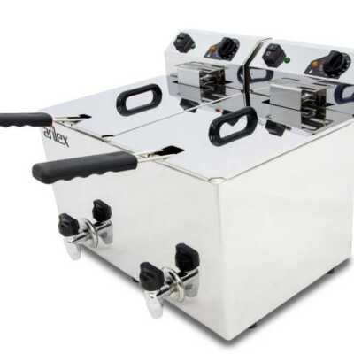 Fritadeira eléctrica com torneira 2 cubas 10L EVO1010G