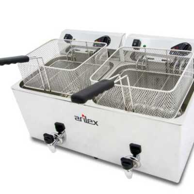 Fritadeira eléctrica com torneira 2 cubas 12L EVO1212G