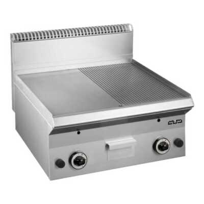 Fry-Top a gás 60 cm placa lisa com fenda aço rectificadoo GFT665LR