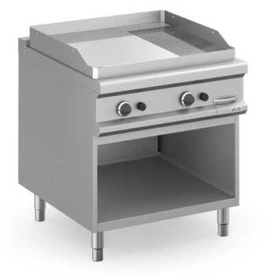 Fry-Top a gás placa lisa 80 cm - cromoduro fenda, móvel MFTG98ALRC