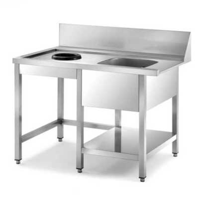 Mesa pre-lavagem esquerda MPI-1200 para AX/UX/SRC (1200 x 750 x 850 mm)