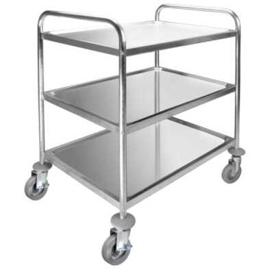 Carro de Serviço 3 Bandejas Inox Removível 150 kg