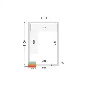 Câmaras frigoríficas 1500 x 2100 x 2120mm CR 150x210x212 NF