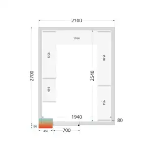 Câmaras frigoríficas 2100 x 2700 x 2120mm CR 210x270x212 NF