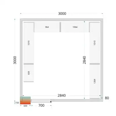 Câmaras frigoríficas 3000 x 3000 x 2120mm CR 300x300x212 NF