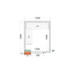 Câmaras frigoríficas 1500 x 1800 x 2200mm CR 150x180x220