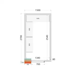 Câmara frigorífica Completa 1500 x 2700 x 2200mm CRPF1527
