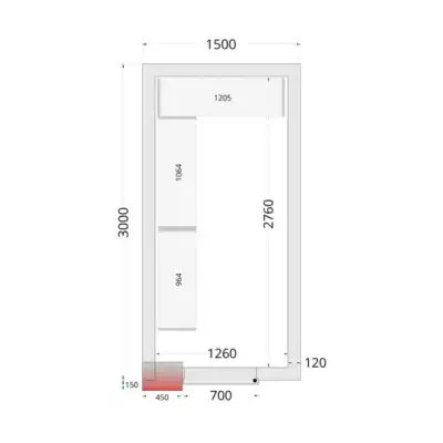 Câmara de congelação Completa 1500 x 3000 x 2200mm CRNF1530