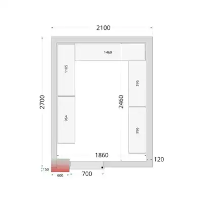 Câmara de congelação Completa 2100 x 2700 x 2200mm CRNF2127