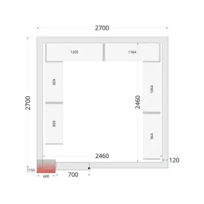 Câmara de congelação Completa 2700 x 2700 x 2200mm CRNF2727