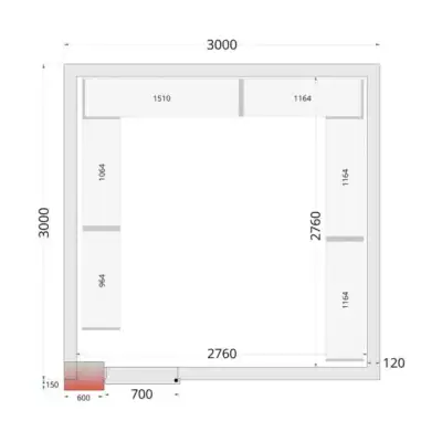 Câmara de congelação Completa 3000 x 3000 x 2200mm CRNF3030
