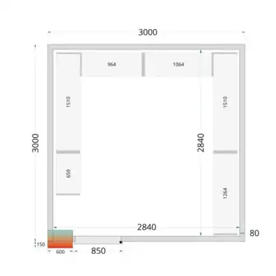 Câmara frigorífica Completa 3000 x 3000 x 2200mm CRPF3030WD