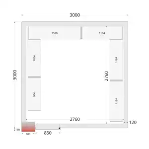 Câmara de congelação Completa 3000 x 3000 x 2200mm CRNF3030WD