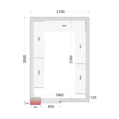 Câmara de congelação Completa 2100 x 3000 x 2200mm CRNF2130WD